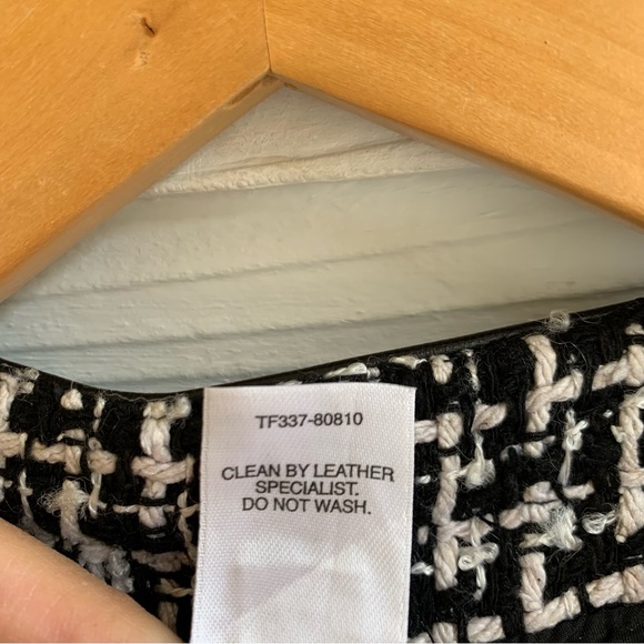 Pendleton Silk Tweed Boucle blazer Lady Jacket lined pockets 12 Leather Trim - Picture 10 of 12